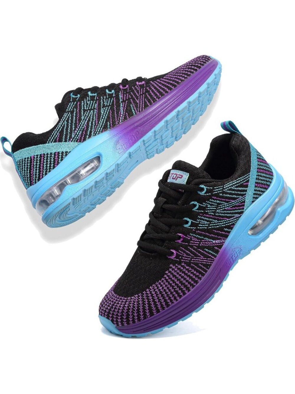 Women's Black Purple Sneakers Air Cushion Running Lightweight Breathable Shoes